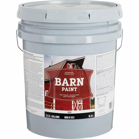 ALL-SOURCE Latex Flat Exterior Barn Paint, Red, 5 Gal. W60R00831-20